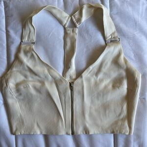 Cream Zip-Front Crop Top